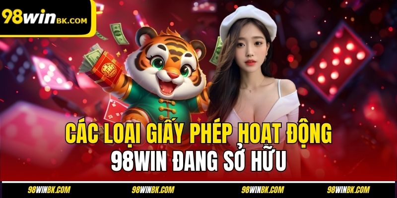 Các loại giấy phép hoạt động 98Win đang sở hữu